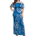 Australia Indigenous Prostate Cancer Awareness Off Shoulder Maxi Dress Blue Ribbon Aboriginal Art - Aussie Hoodie