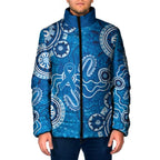 Australia Indigenous Prostate Cancer Awareness Padded Jacket Blue Ribbon Aboriginal Art - Aussie Hoodie
