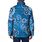 Australia Indigenous Prostate Cancer Awareness Padded Jacket Blue Ribbon Aboriginal Art - Aussie Hoodie