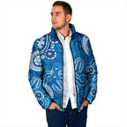 Australia Indigenous Prostate Cancer Awareness Padded Jacket Blue Ribbon Aboriginal Art - Aussie Hoodie