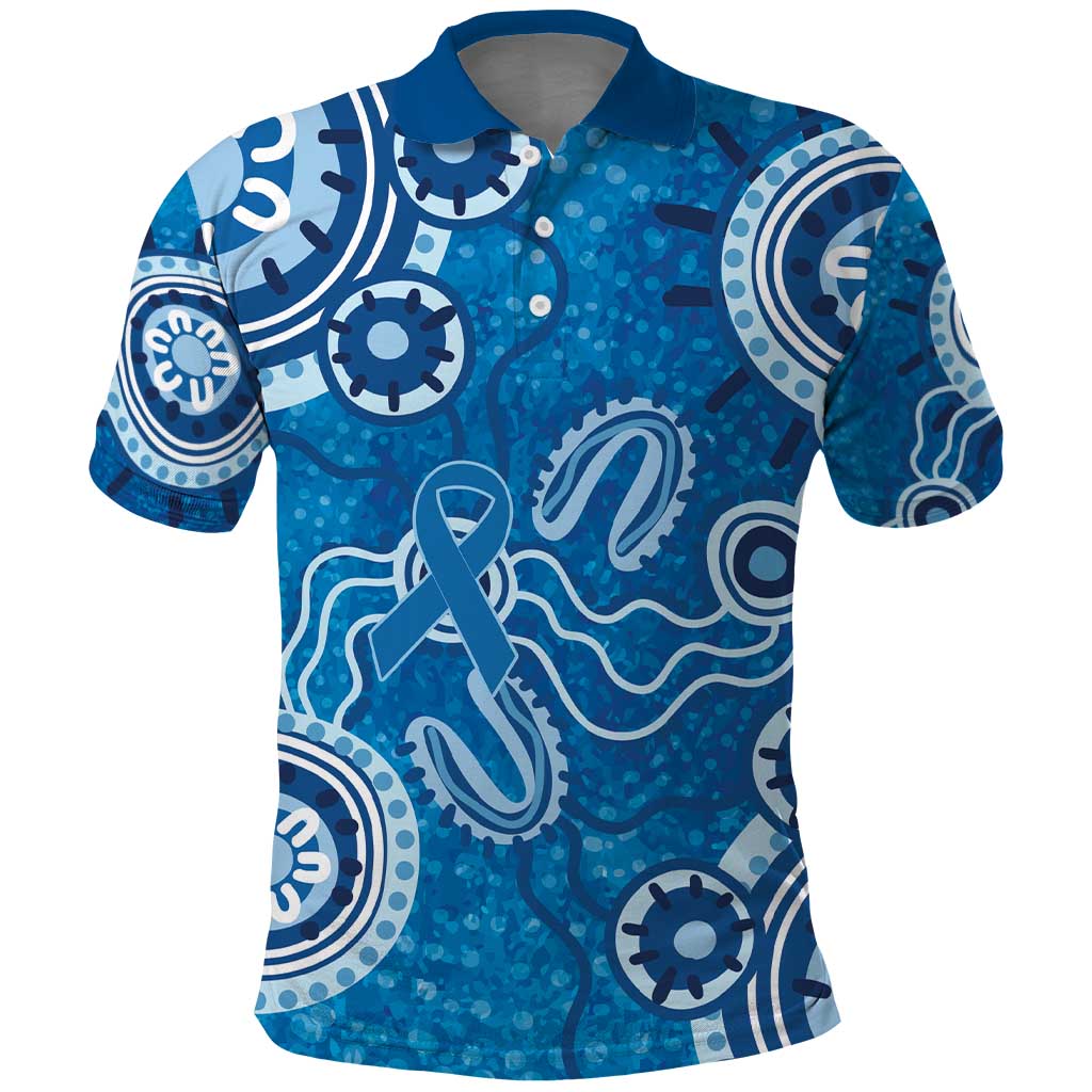 Australia Indigenous Prostate Cancer Awareness Polo Shirt Blue Ribbon Aboriginal Art - Aussie Hoodie