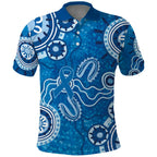 Australia Indigenous Prostate Cancer Awareness Polo Shirt Blue Ribbon Aboriginal Art - Aussie Hoodie