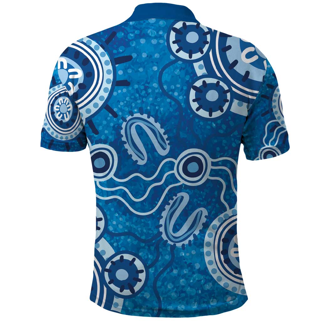 Australia Indigenous Prostate Cancer Awareness Polo Shirt Blue Ribbon Aboriginal Art - Aussie Hoodie