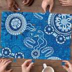Australia Indigenous Prostate Cancer Awareness Puzzle Blue Ribbon Aboriginal Art - Aussie Hoodie