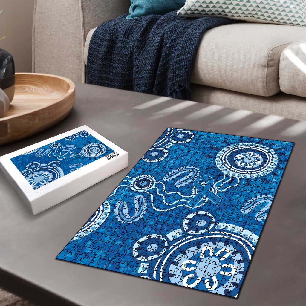 Australia Indigenous Prostate Cancer Awareness Puzzle Blue Ribbon Aboriginal Art - Aussie Hoodie