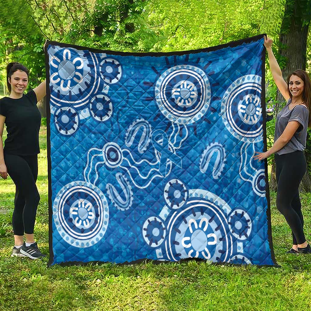 Australia Indigenous Prostate Cancer Awareness Quilt Blue Ribbon Aboriginal Art - Aussie Hoodie