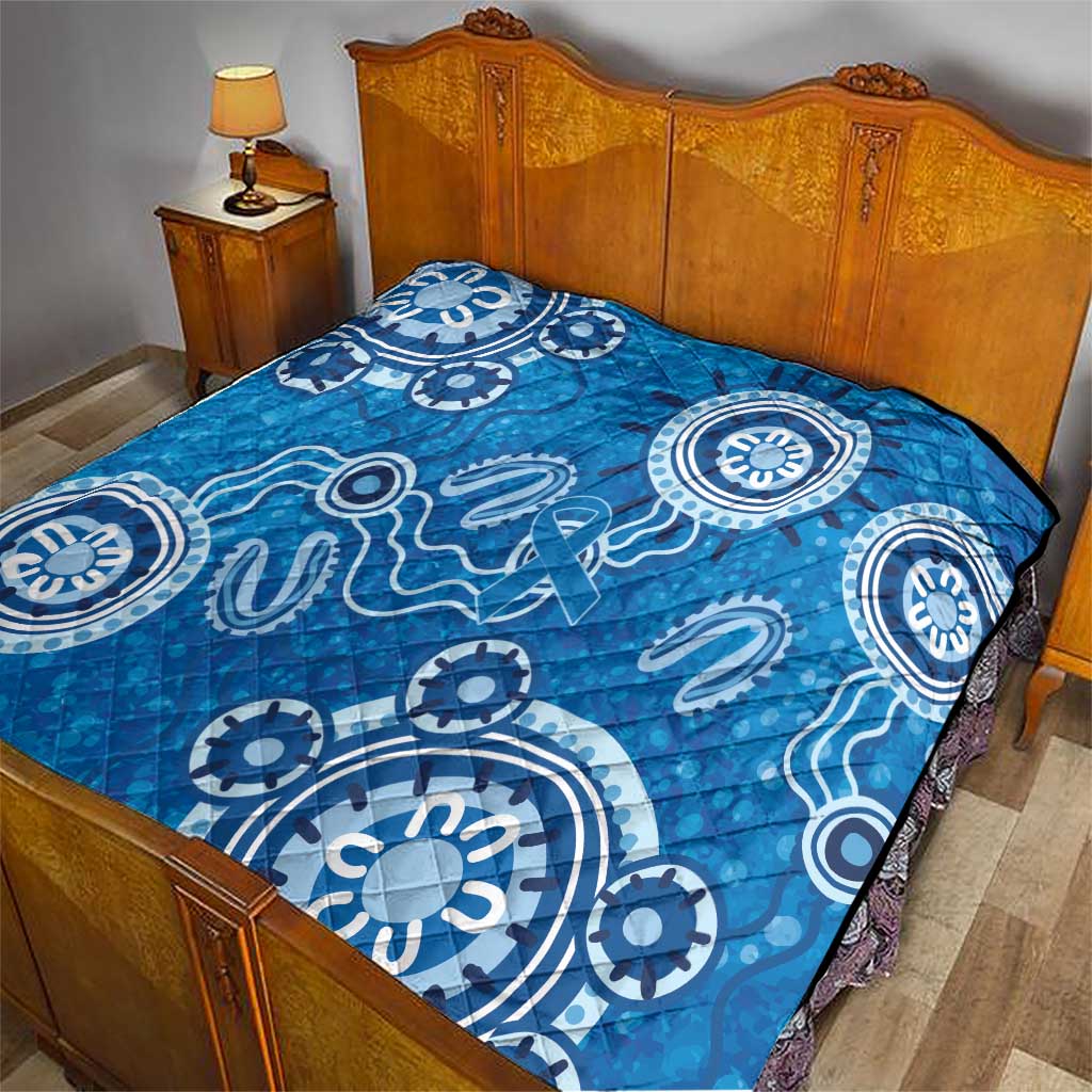 Australia Indigenous Prostate Cancer Awareness Quilt Blue Ribbon Aboriginal Art - Aussie Hoodie
