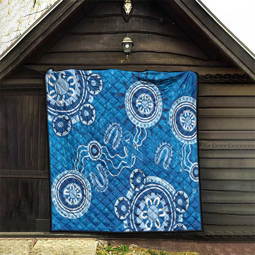 Australia Indigenous Prostate Cancer Awareness Quilt Blue Ribbon Aboriginal Art - Aussie Hoodie