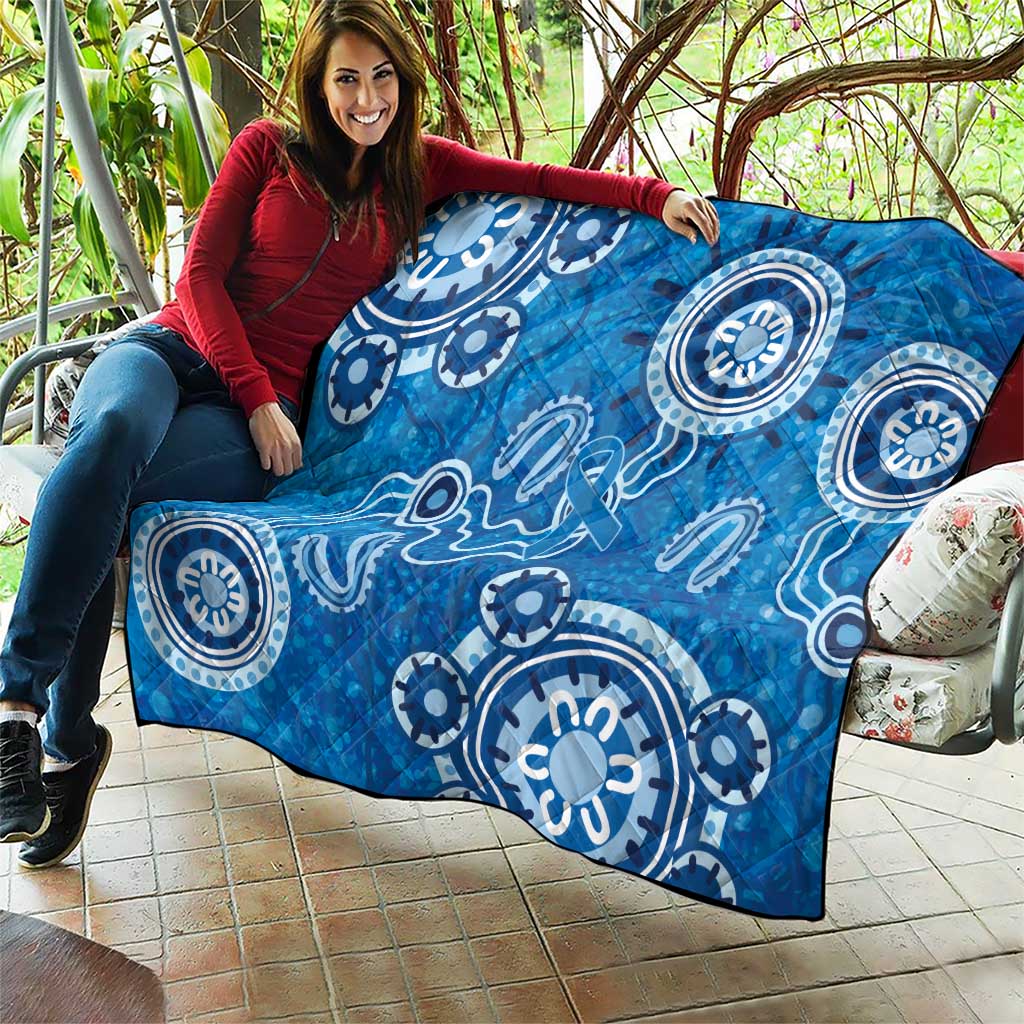Australia Indigenous Prostate Cancer Awareness Quilt Blue Ribbon Aboriginal Art - Aussie Hoodie