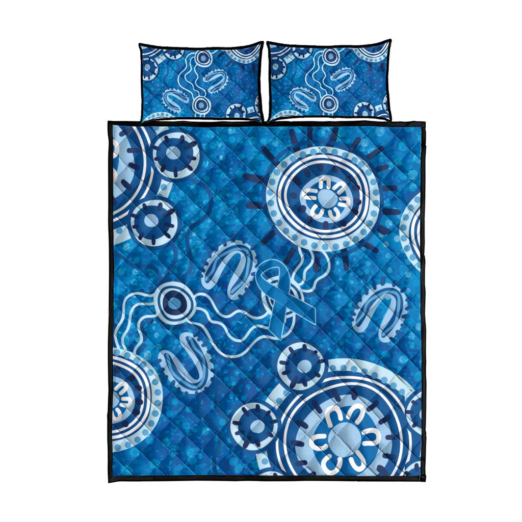 Australia Indigenous Prostate Cancer Awareness Quilt Bed Set Blue Ribbon Aboriginal Art - Aussie Hoodie