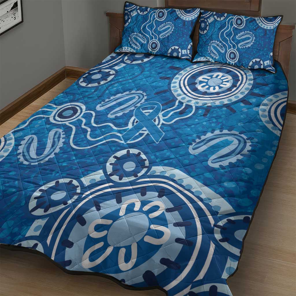 Australia Indigenous Prostate Cancer Awareness Quilt Bed Set Blue Ribbon Aboriginal Art - Aussie Hoodie