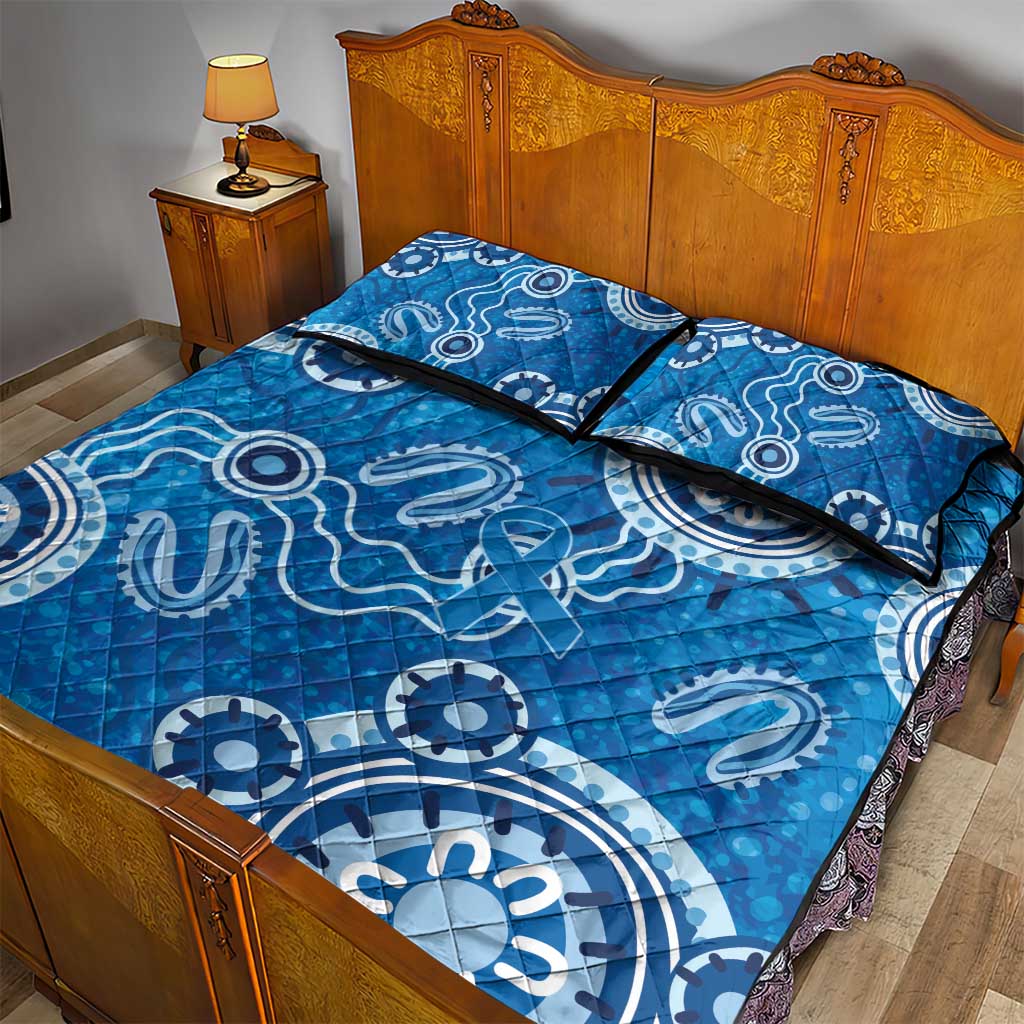 Australia Indigenous Prostate Cancer Awareness Quilt Bed Set Blue Ribbon Aboriginal Art - Aussie Hoodie