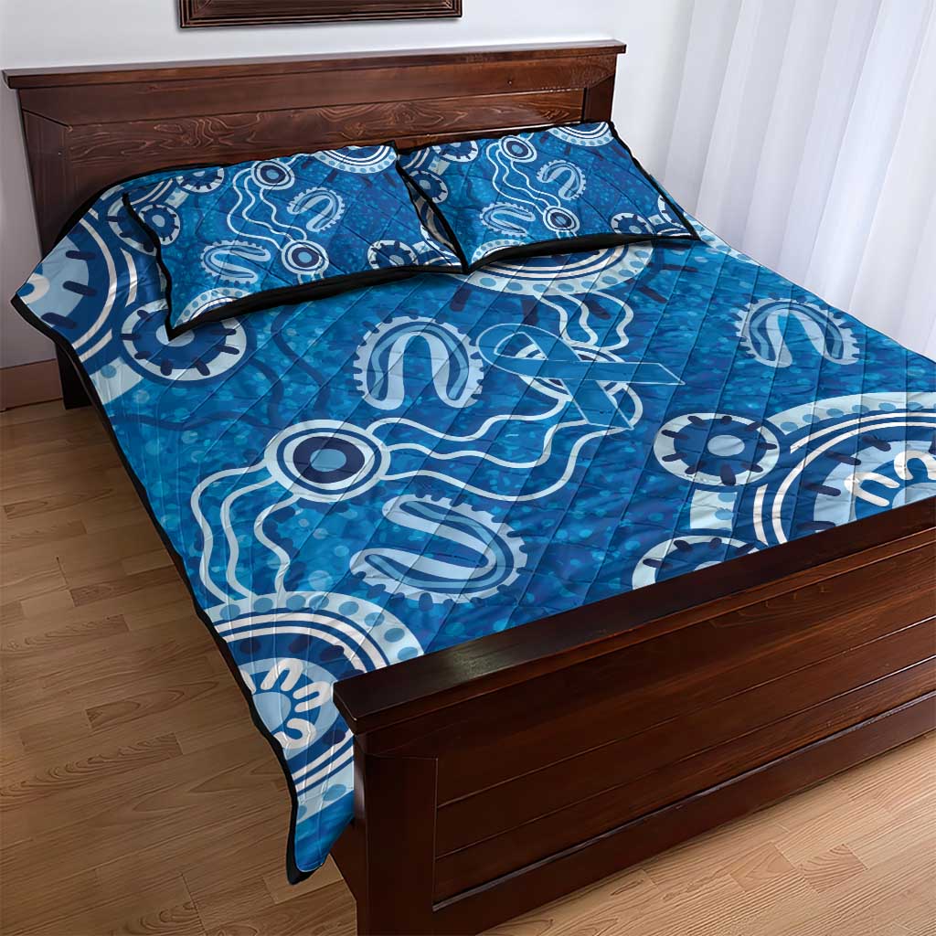 Australia Indigenous Prostate Cancer Awareness Quilt Bed Set Blue Ribbon Aboriginal Art - Aussie Hoodie