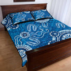 Australia Indigenous Prostate Cancer Awareness Quilt Bed Set Blue Ribbon Aboriginal Art - Aussie Hoodie