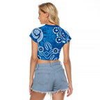 Australia Indigenous Prostate Cancer Awareness Raglan Cropped T Shirt Blue Ribbon Aboriginal Art - Aussie Hoodie