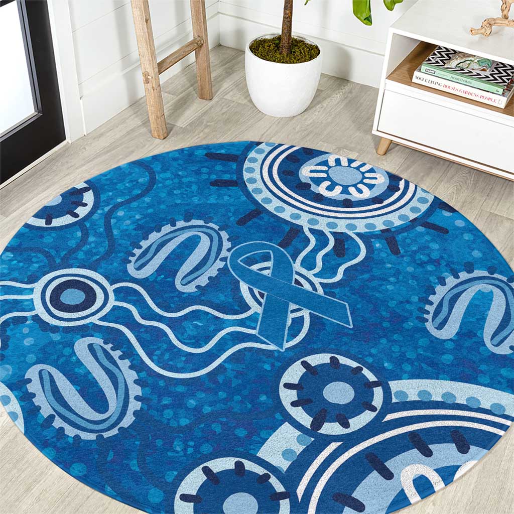 Australia Indigenous Prostate Cancer Awareness Round Carpet Blue Ribbon Aboriginal Art - Aussie Hoodie
