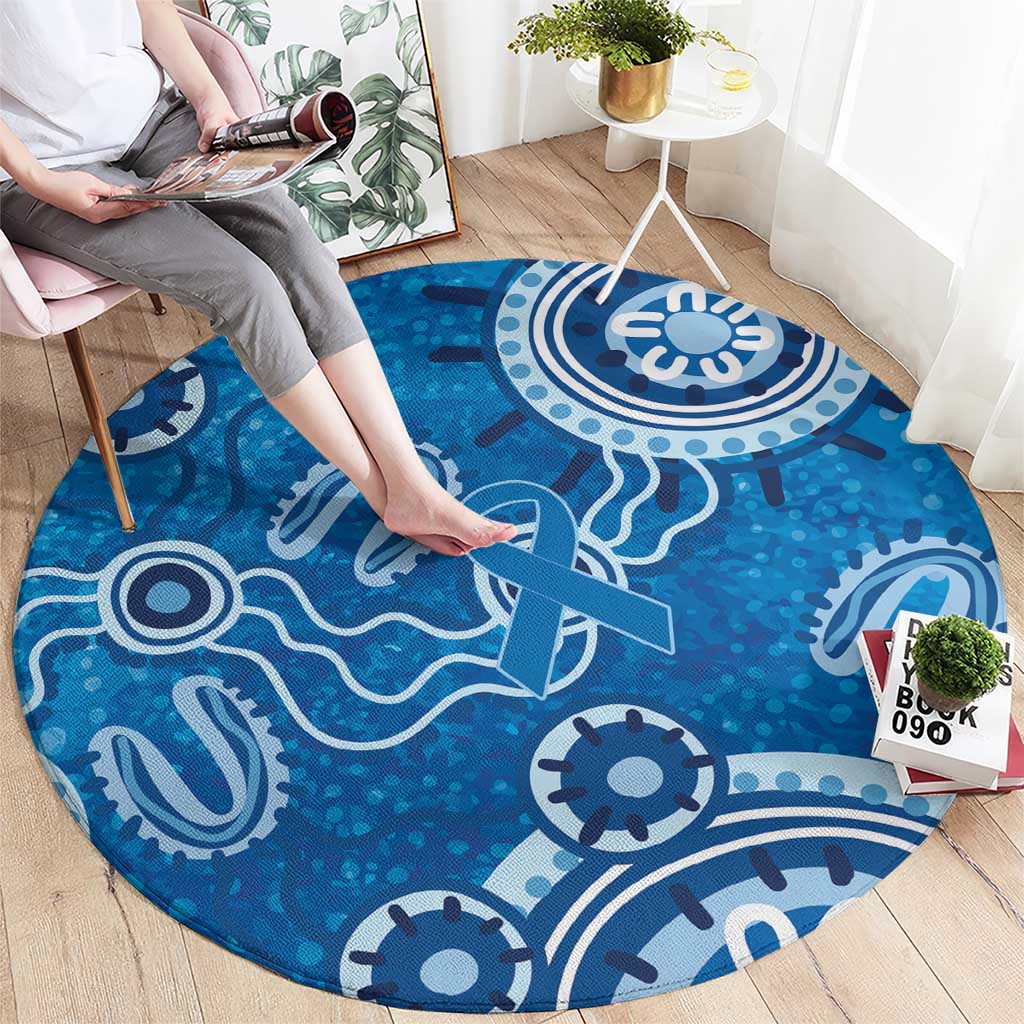 Australia Indigenous Prostate Cancer Awareness Round Carpet Blue Ribbon Aboriginal Art - Aussie Hoodie