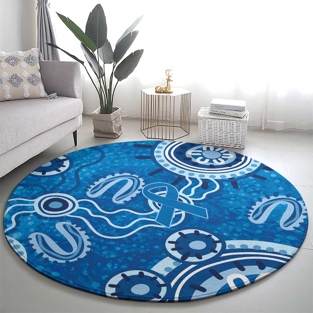 Australia Indigenous Prostate Cancer Awareness Round Carpet Blue Ribbon Aboriginal Art - Aussie Hoodie