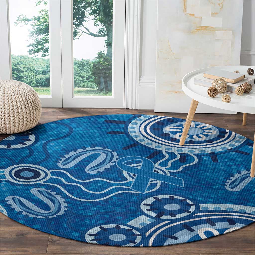 Australia Indigenous Prostate Cancer Awareness Round Carpet Blue Ribbon Aboriginal Art - Aussie Hoodie