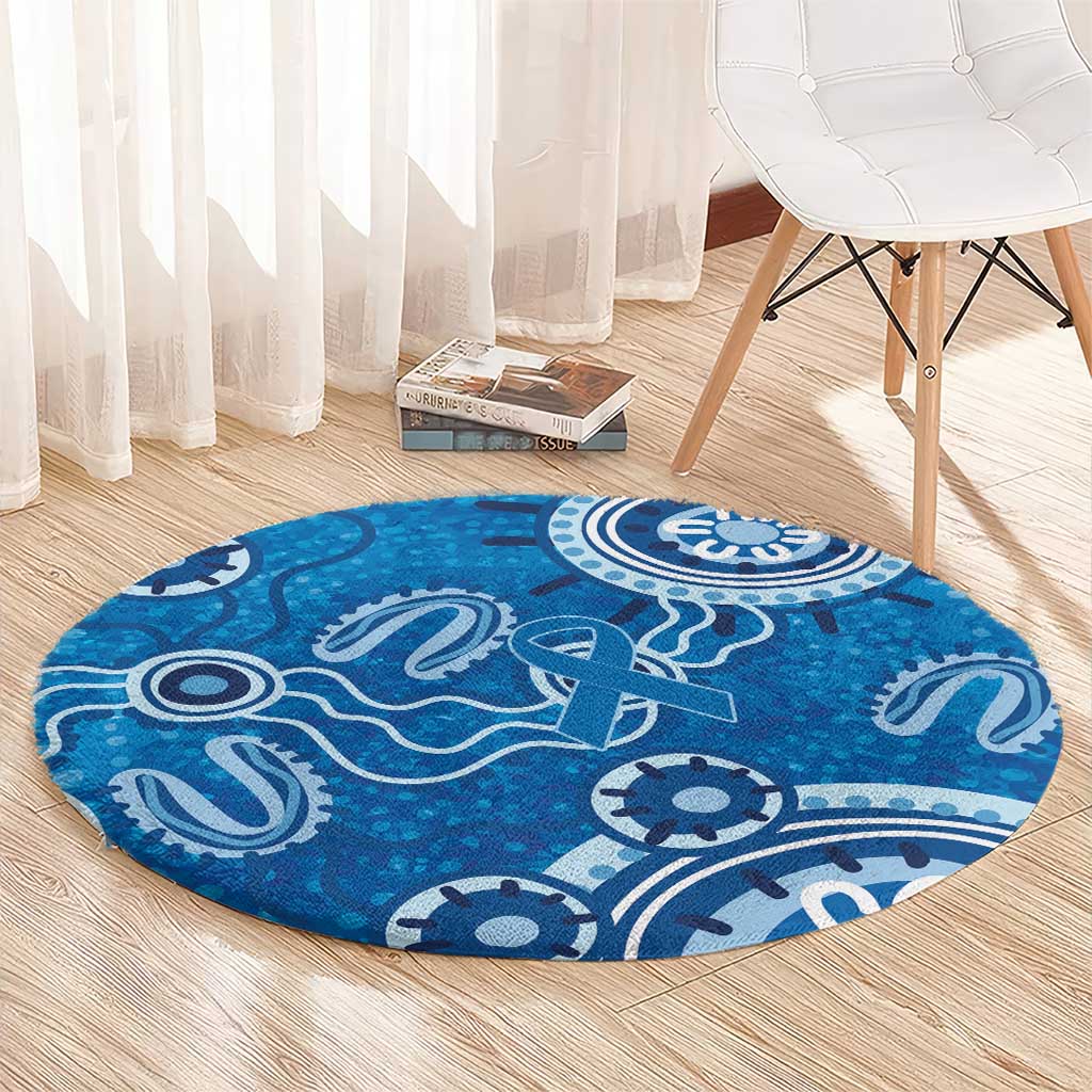 Australia Indigenous Prostate Cancer Awareness Round Carpet Blue Ribbon Aboriginal Art - Aussie Hoodie