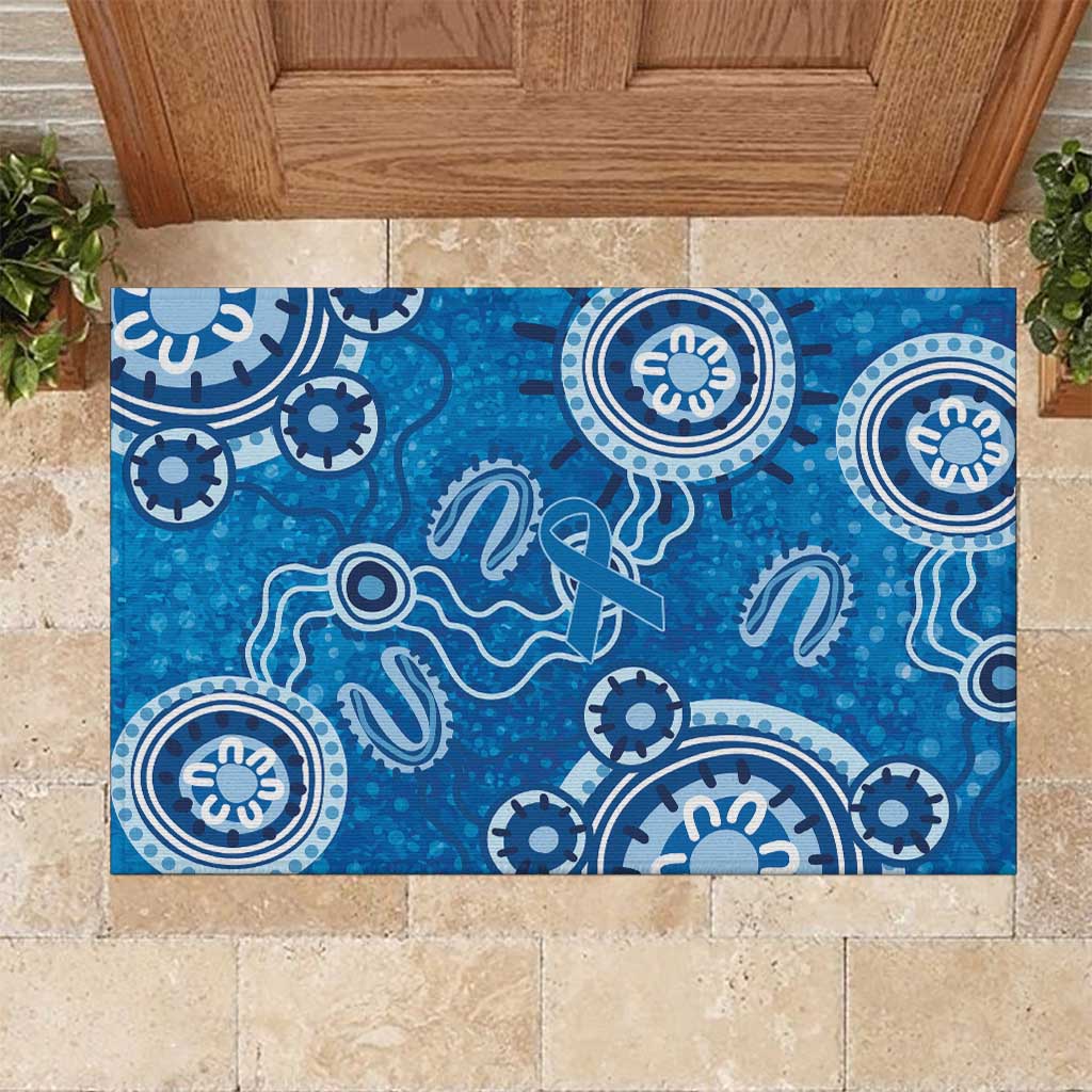Australia Indigenous Prostate Cancer Awareness Rubber Doormat Blue Ribbon Aboriginal Art - Aussie Hoodie