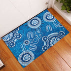 Australia Indigenous Prostate Cancer Awareness Rubber Doormat Blue Ribbon Aboriginal Art - Aussie Hoodie