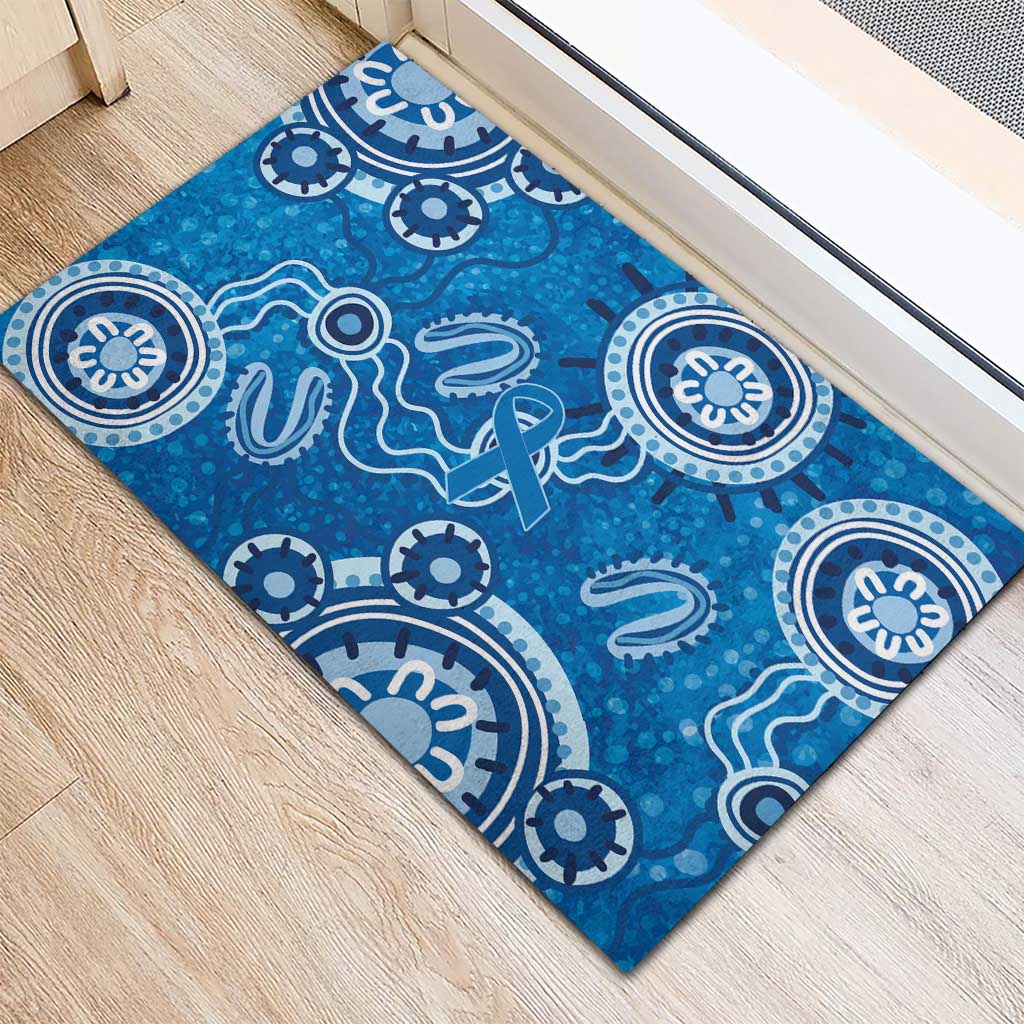 Australia Indigenous Prostate Cancer Awareness Rubber Doormat Blue Ribbon Aboriginal Art - Aussie Hoodie
