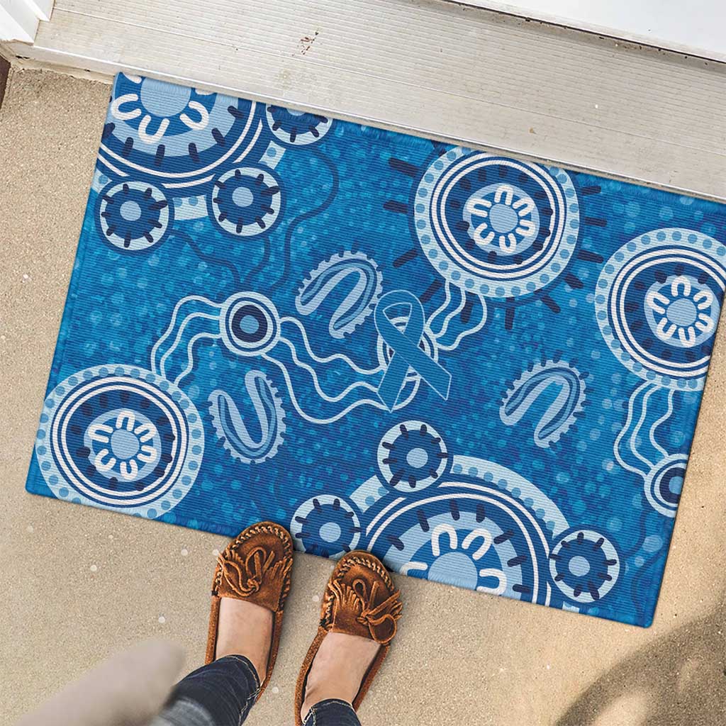 Australia Indigenous Prostate Cancer Awareness Rubber Doormat Blue Ribbon Aboriginal Art - Aussie Hoodie