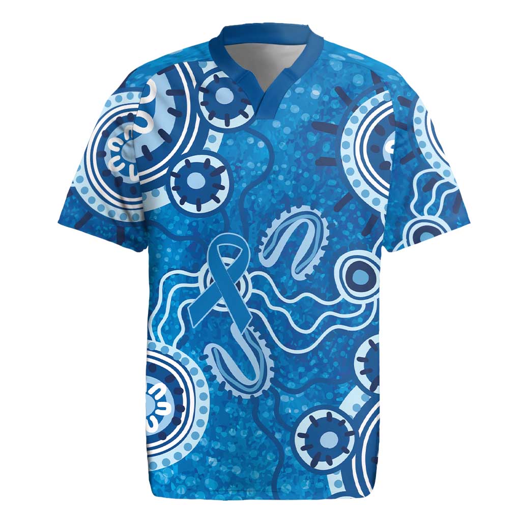 Australia Indigenous Prostate Cancer Awareness Rugby Jersey Blue Ribbon Aboriginal Art - Aussie Hoodie