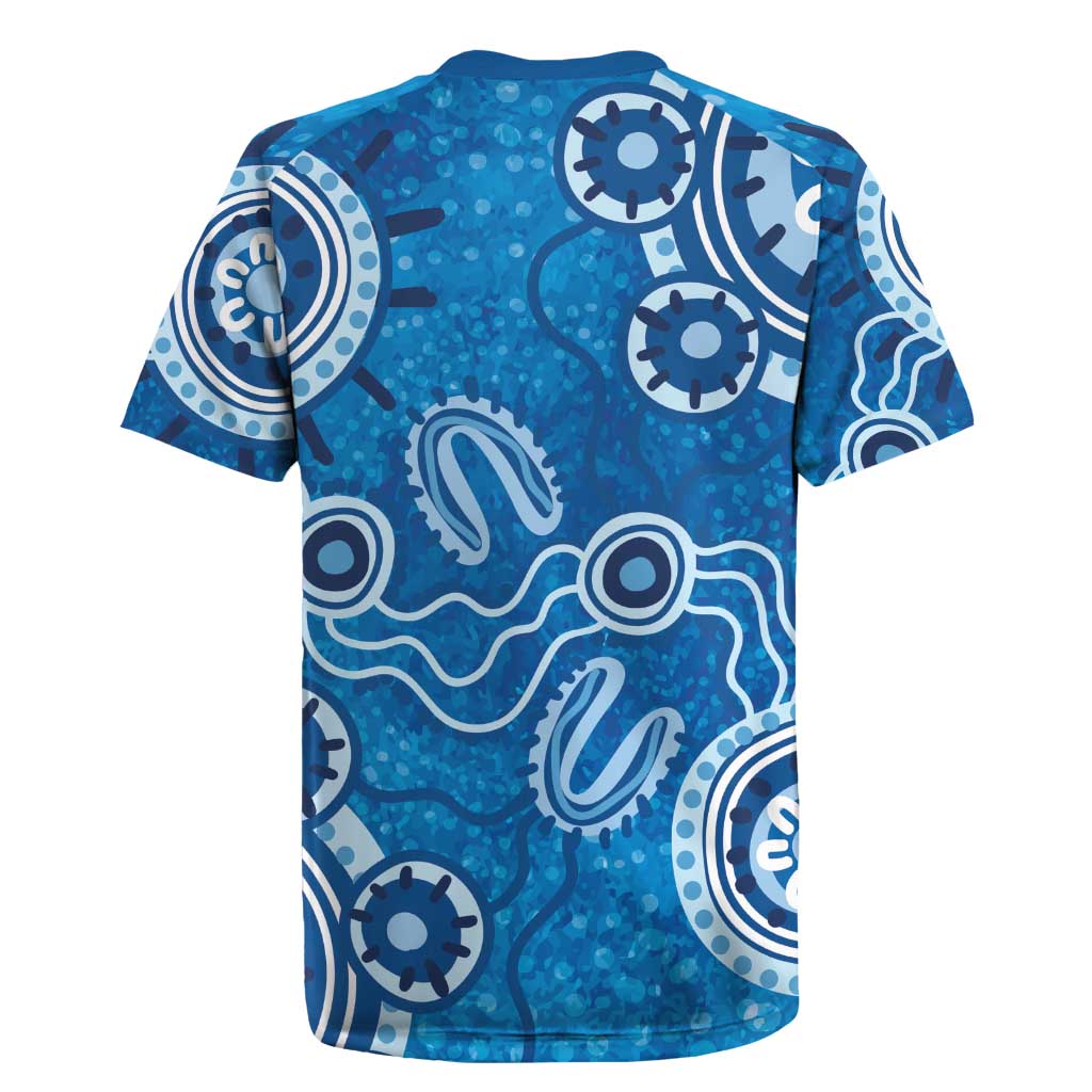 Australia Indigenous Prostate Cancer Awareness Rugby Jersey Blue Ribbon Aboriginal Art - Aussie Hoodie