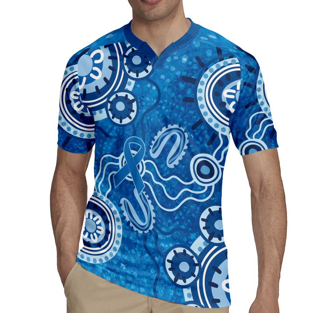 Australia Indigenous Prostate Cancer Awareness Rugby Jersey Blue Ribbon Aboriginal Art - Aussie Hoodie