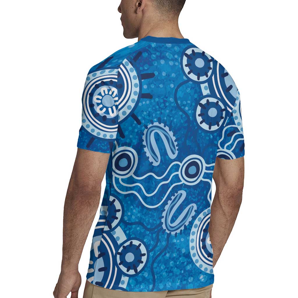 Australia Indigenous Prostate Cancer Awareness Rugby Jersey Blue Ribbon Aboriginal Art - Aussie Hoodie