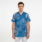 Australia Indigenous Prostate Cancer Awareness Scrub Top Blue Ribbon Aboriginal Art - Aussie Hoodie