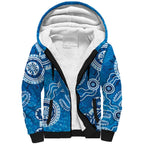 Australia Indigenous Prostate Cancer Awareness Sherpa Hoodie Blue Ribbon Aboriginal Art - Aussie Hoodie