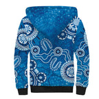 Australia Indigenous Prostate Cancer Awareness Sherpa Hoodie Blue Ribbon Aboriginal Art - Aussie Hoodie