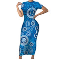 Australia Indigenous Prostate Cancer Awareness Short Sleeve Bodycon Dress Blue Ribbon Aboriginal Art - Aussie Hoodie