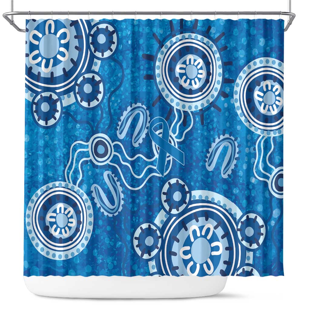 Australia Indigenous Prostate Cancer Awareness Shower Curtain Blue Ribbon Aboriginal Art - Aussie Hoodie