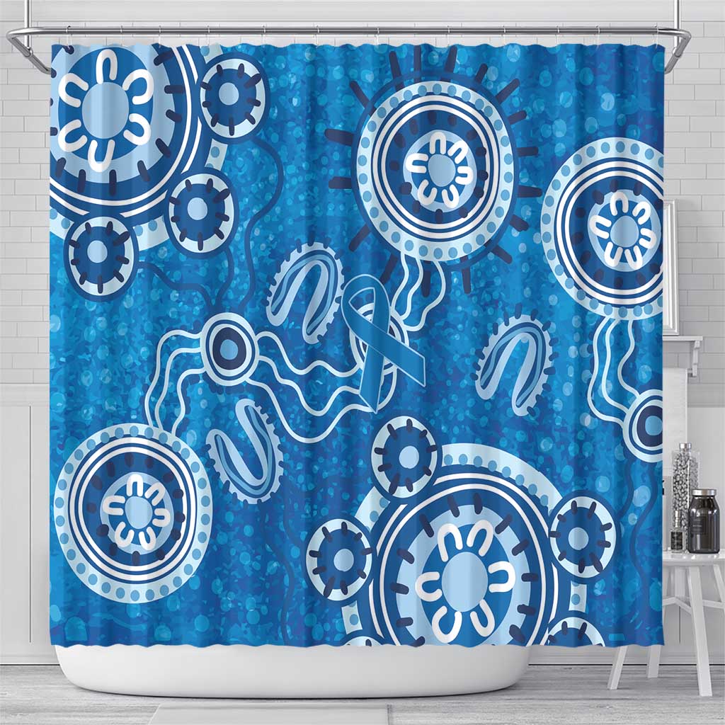 Australia Indigenous Prostate Cancer Awareness Shower Curtain Blue Ribbon Aboriginal Art - Aussie Hoodie