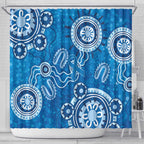 Australia Indigenous Prostate Cancer Awareness Shower Curtain Blue Ribbon Aboriginal Art - Aussie Hoodie