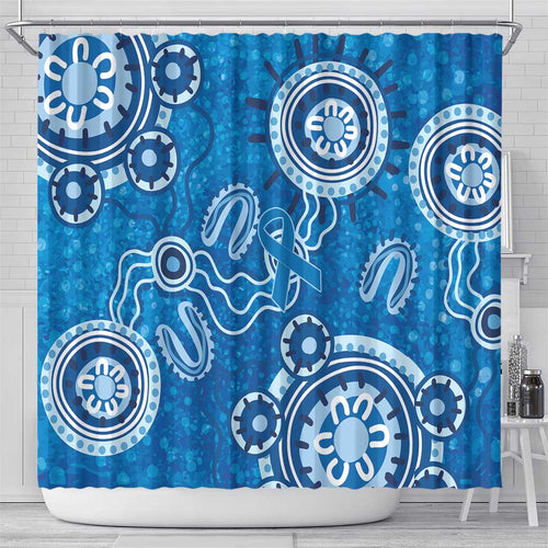 Australia Indigenous Prostate Cancer Awareness Shower Curtain Blue Ribbon Aboriginal Art - Aussie Hoodie