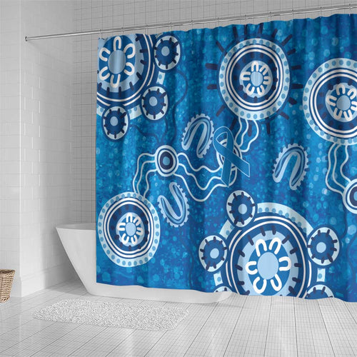 Australia Indigenous Prostate Cancer Awareness Shower Curtain Blue Ribbon Aboriginal Art - Aussie Hoodie