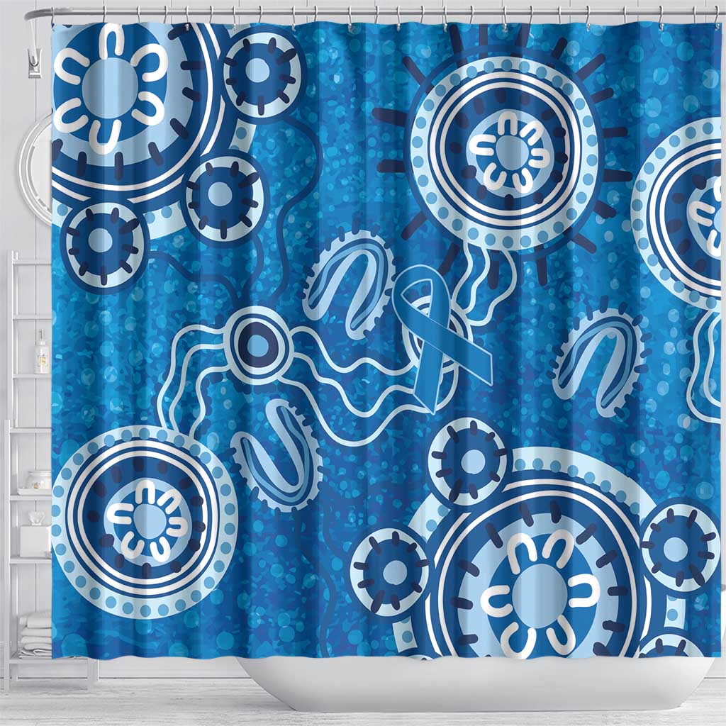 Australia Indigenous Prostate Cancer Awareness Shower Curtain Blue Ribbon Aboriginal Art - Aussie Hoodie