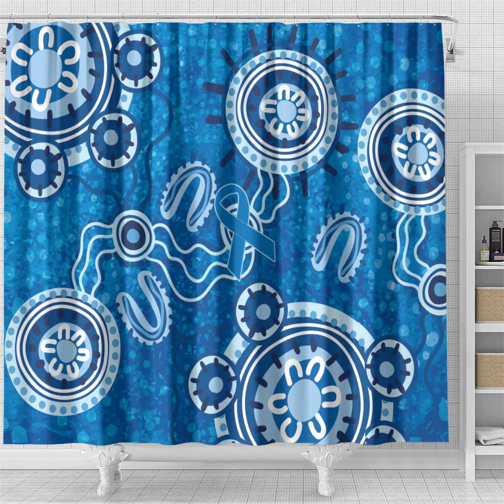 Australia Indigenous Prostate Cancer Awareness Shower Curtain Blue Ribbon Aboriginal Art - Aussie Hoodie