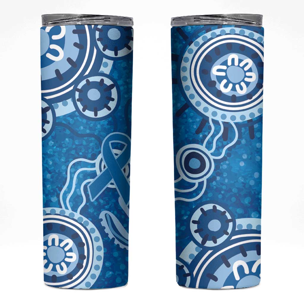 Australia Indigenous Prostate Cancer Awareness Skinny Tumbler Blue Ribbon Aboriginal Art - Aussie Hoodie