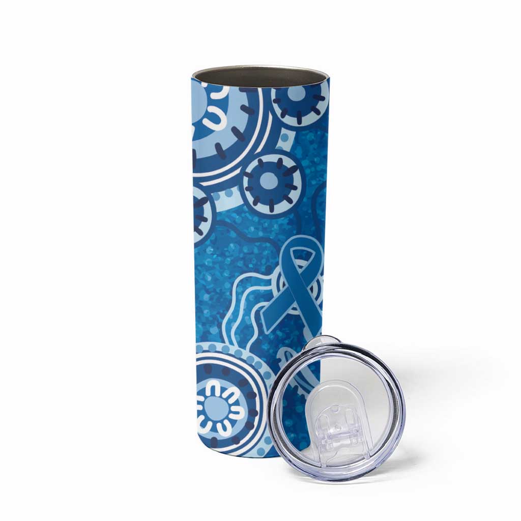 Australia Indigenous Prostate Cancer Awareness Skinny Tumbler Blue Ribbon Aboriginal Art - Aussie Hoodie