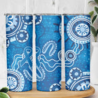 Australia Indigenous Prostate Cancer Awareness Skinny Tumbler Blue Ribbon Aboriginal Art - Aussie Hoodie