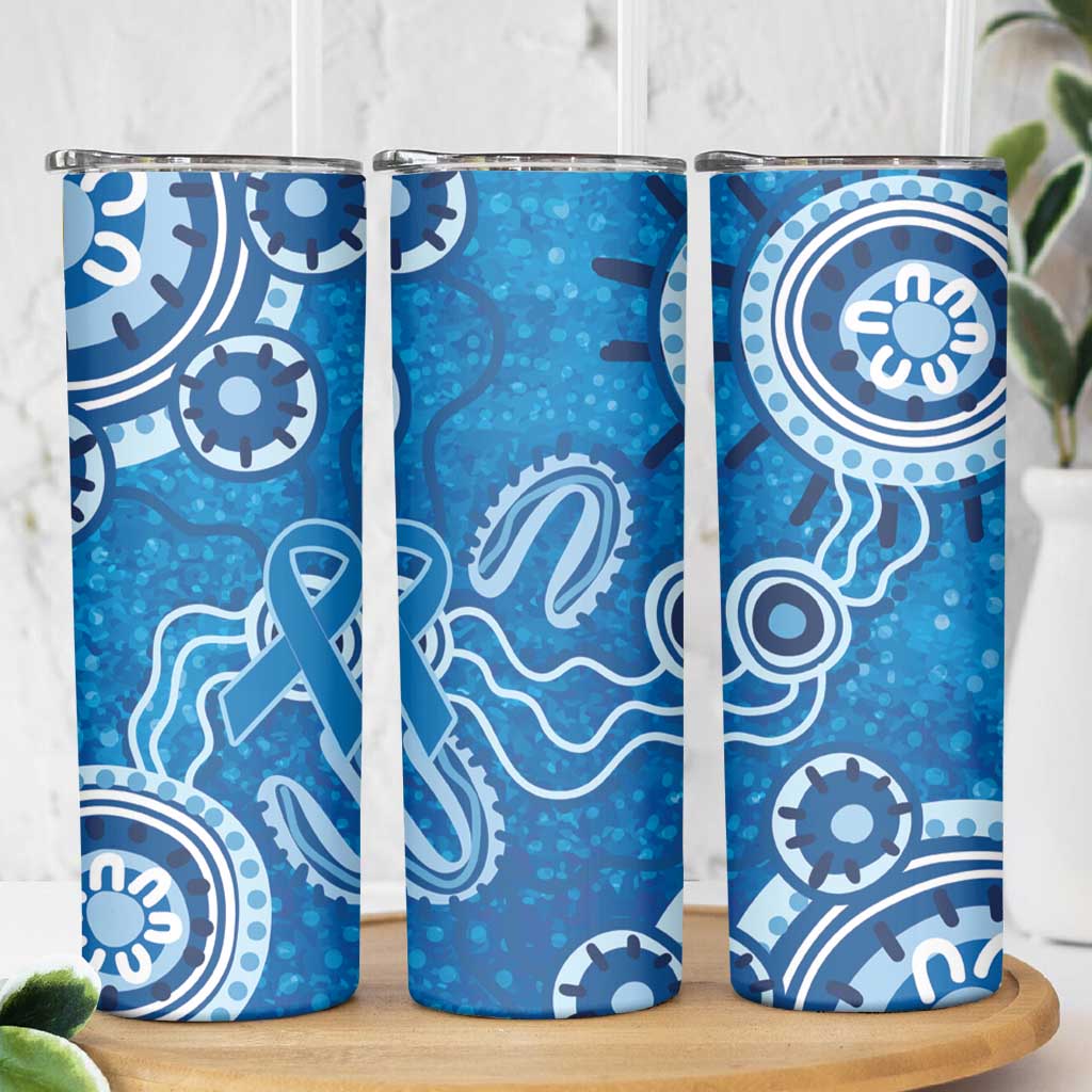 Australia Indigenous Prostate Cancer Awareness Skinny Tumbler Blue Ribbon Aboriginal Art - Aussie Hoodie