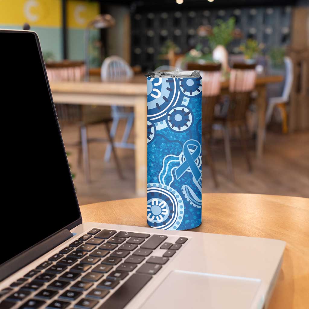 Australia Indigenous Prostate Cancer Awareness Skinny Tumbler Blue Ribbon Aboriginal Art - Aussie Hoodie