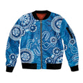 Australia Indigenous Prostate Cancer Awareness Sleeve Zip Bomber Jacket Blue Ribbon Aboriginal Art - Aussie Hoodie