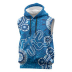 Australia Indigenous Prostate Cancer Awareness Sleeveless Hoodie Blue Ribbon Aboriginal Art - Aussie Hoodie